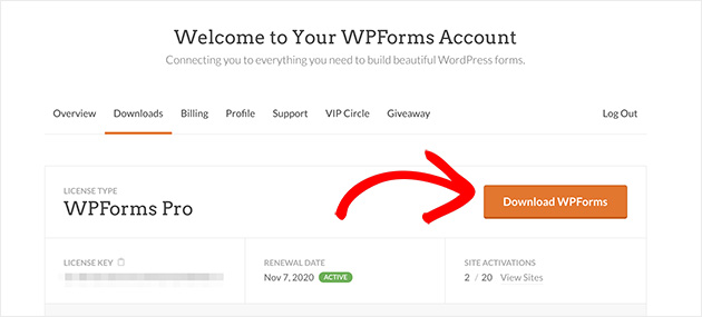download-wp-forms-plugin - SeedProd Download WPForms from your account area