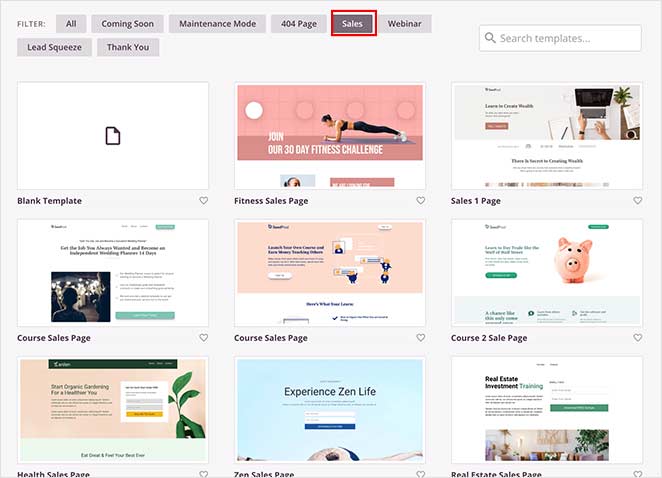 sales-page-templates - SeedProd membership landing page templates