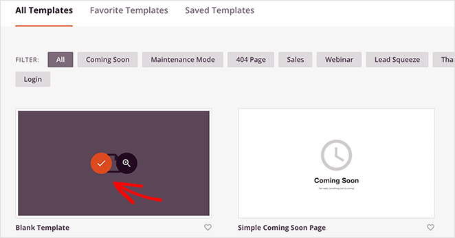 seedprod-blank-template - SeedProd Choose the blank landing page template