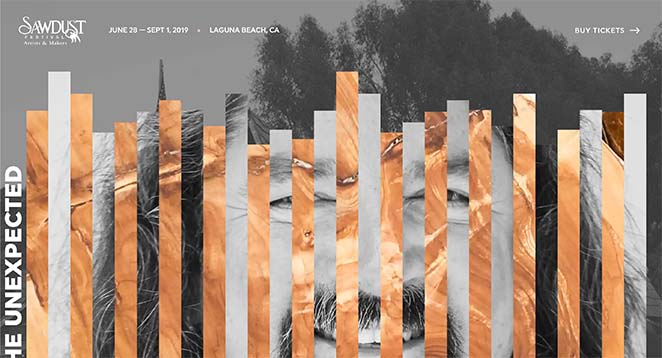 sawdust-festival-one-page-website-examples - SeedProd Sawdust Festival one page website example