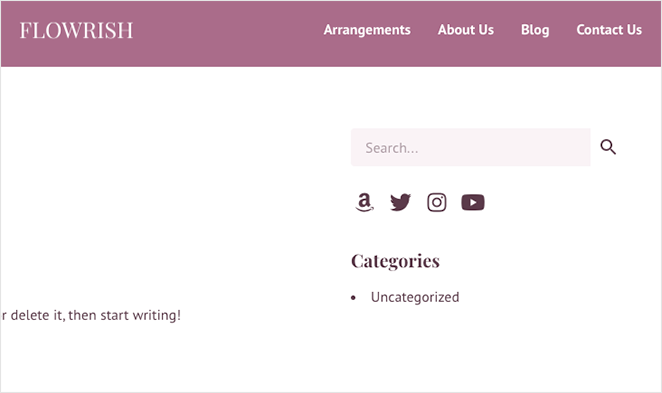 sidebar-social-icons - SeedProd Social media icons in sidebar example