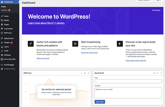 WordPress-dashboard - SeedProd WordPress dashboard