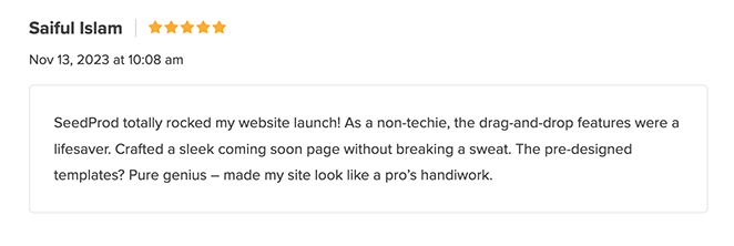 seedprod-customer-review - SeedProd SeedProd customer review